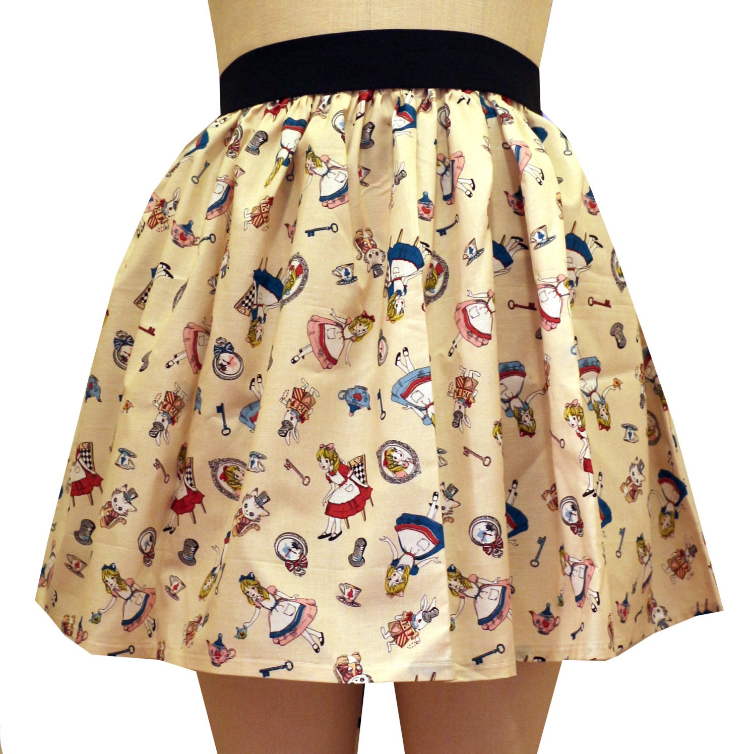 Cream Alice in Wonderland Full Skirt