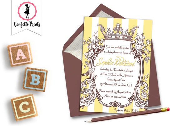 Princess Baby Shower Invitation | Rustic Baby Shower | Shabby Chic Baby Shower | Crown Baby Shower Invitation - SOPHIE Printable Il_570xn