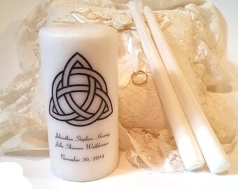 Wedding Candle Set, Trinity Unity Candle, Triquetra Unity Candle, Unity Candle Set, Celtic Unity Candle Set, Personalized Unity Candle