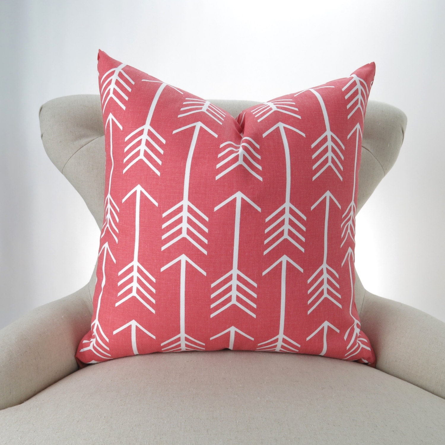 Coral Throw Pillow Cover Arrow Pattern MANY by DeliciousPillows