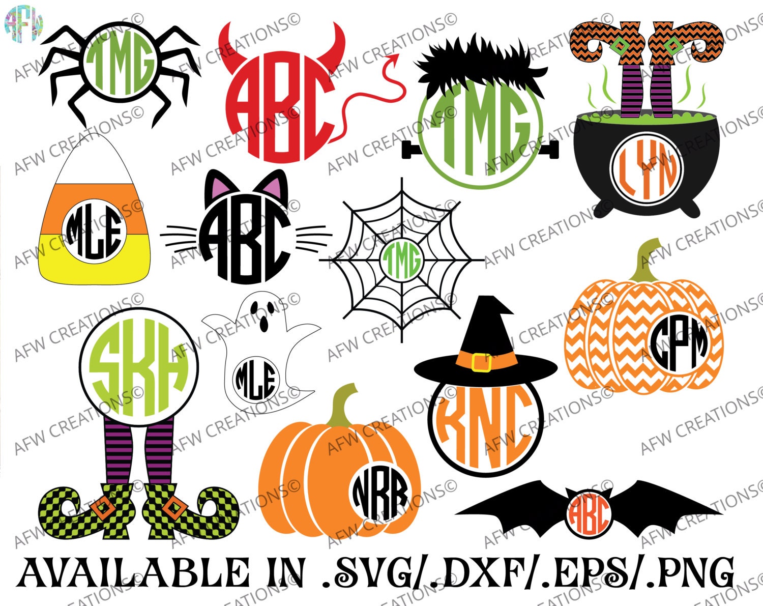 Download Digital Cut Files Halloween Monograms SVG DXF EPS