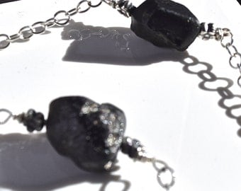 All Natural Black Spinel Sterling Silver Bracelet