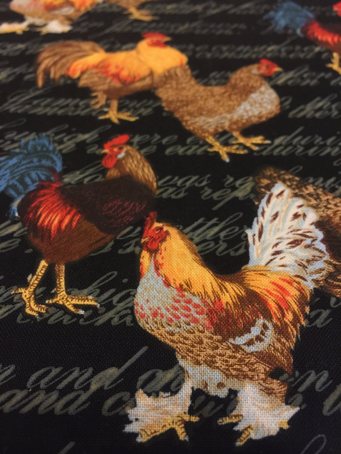 Black Rooster Fabric Pieces