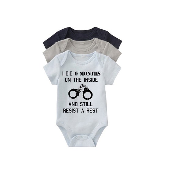 9 months on the inside Funny Baby Bodysuit Unisex Baby