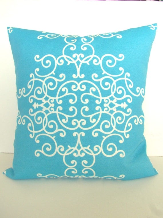 BLUE OUTDOOR PILLOWS Turquoise Pillow Covers Aqua Outdoor
