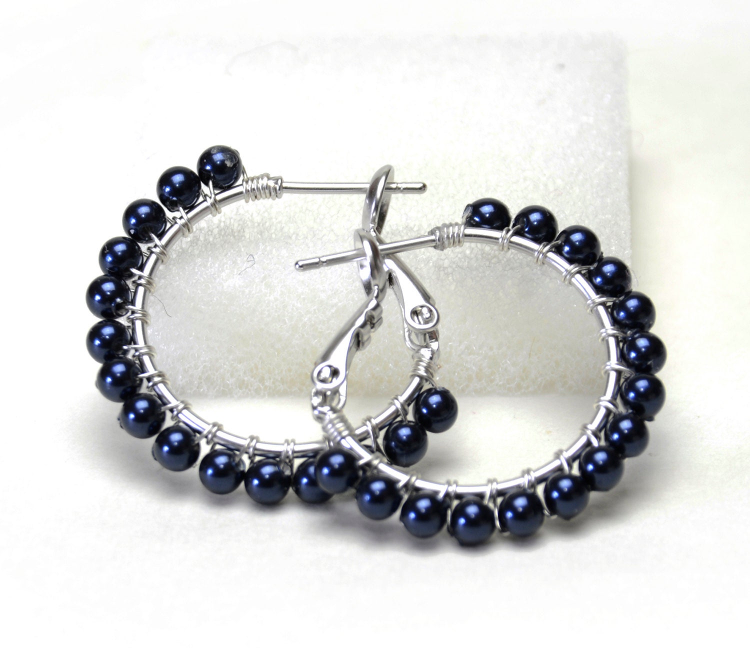 Navy pearl earrings Clearance