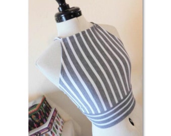 Adjustable and Halter Stripes Crop Top