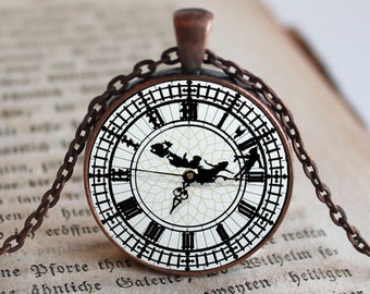 Peter Pan Family on Clock, Peter Pan Necklace, Fairytale, Photo Jewelry, Gift Idea, Photography Jewelry, Photo Key Chain, Photo Gift