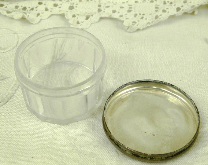 Antique French Glass Lidded Powder Pot / French Country Decor / Art Deco / Bedroom / Make Up / Jar / Cosmetics / Shabby Chic / Chateau Antique French Glass Lidded Powder Pot / French Country Decor / Art Deco / Bedroom / Make Up / Jar / Cosmetics / Shabby Chic / Chateau