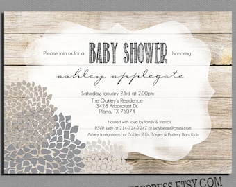 Rustic gender neutral Baby Shower Invitation, Neutral Shower Invite, Digital File, PRINTABLE _1197