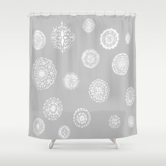 Items similar to Grey White Lace Shower Curtain, grey shower curtain