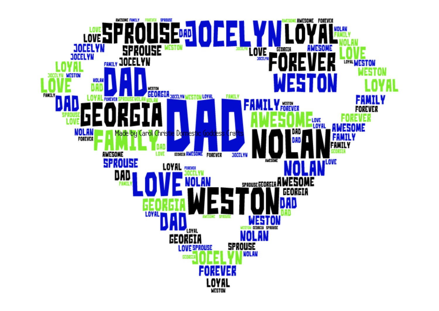 Dad Word Art Personalised Dad Print Superman Word Art Dad