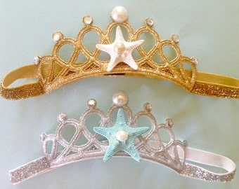 Mermaid Princess Crown- Sea Star Mermaid Crown-Mermaid's Tiara-Princess Crown-Childrens Crown