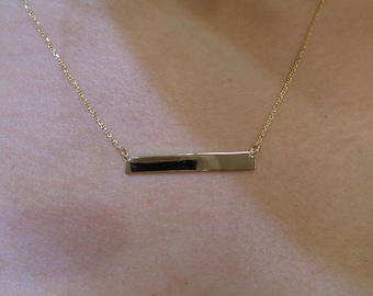 Bar Necklace 14k Yellow Gold/ Yellow Gold 14k Bar Necklace/ Layering Necklace