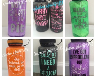 Personalized Fitness Wide Mouth Water Bottle - with Drinking Times