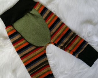 Ready to Ship - Lambswool Wool Longies - Wool diaper cover - Nappy Cover - Wool Upcycled baby gift.