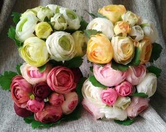 Silk Peony Bouquet Artificial Camellia Flower Bouquet For Bridesmaids Bridal Bouquet 10 Flower Heads Each Bouquet, 4 colors