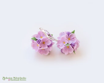 Earrings Lilac Syringa - Polymer Clay Flowers