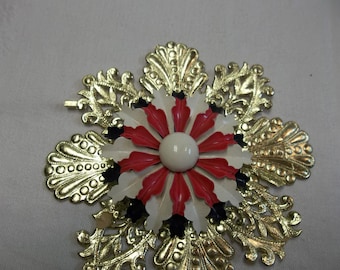 Vintage Red White Blue Enamel Brooch, 4th of July Jewelry, Patriotic Jewelry, S