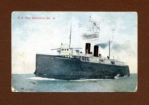 Vintage Postcard of The No 18 SS Pere Marquette Car Ferry