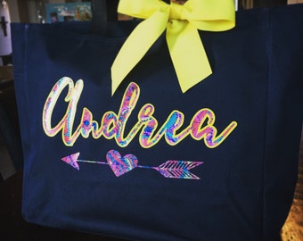 Personalized tote bag, bridesmaid gift, lilly pullitzer tote bag