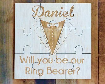 Wedding Party Ring Bearer Gift Personalized Puzzle Ring Bearer Sign Asking Ring Bearer Custom Puzzle Wedding Flower Girl Wedding Ring Bearer