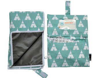 Teal Teepee Diaper Clutch & Changing Pad Baby Go Set by Rilos + MiMi