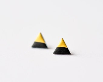 Black Gold Dipped Triangle Stud Earrings