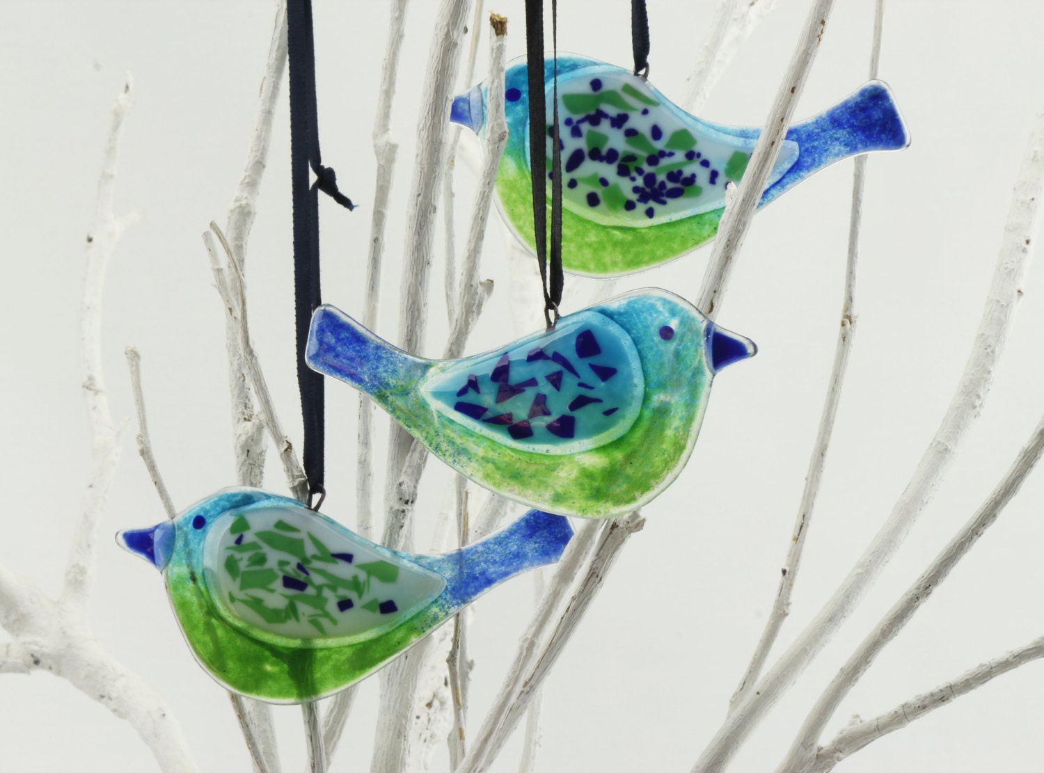 Bird Glass Ornament Fused Glass Decorations