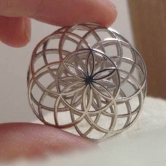 Blume des Lebens 3D Print Charm aus Sterlingsilber