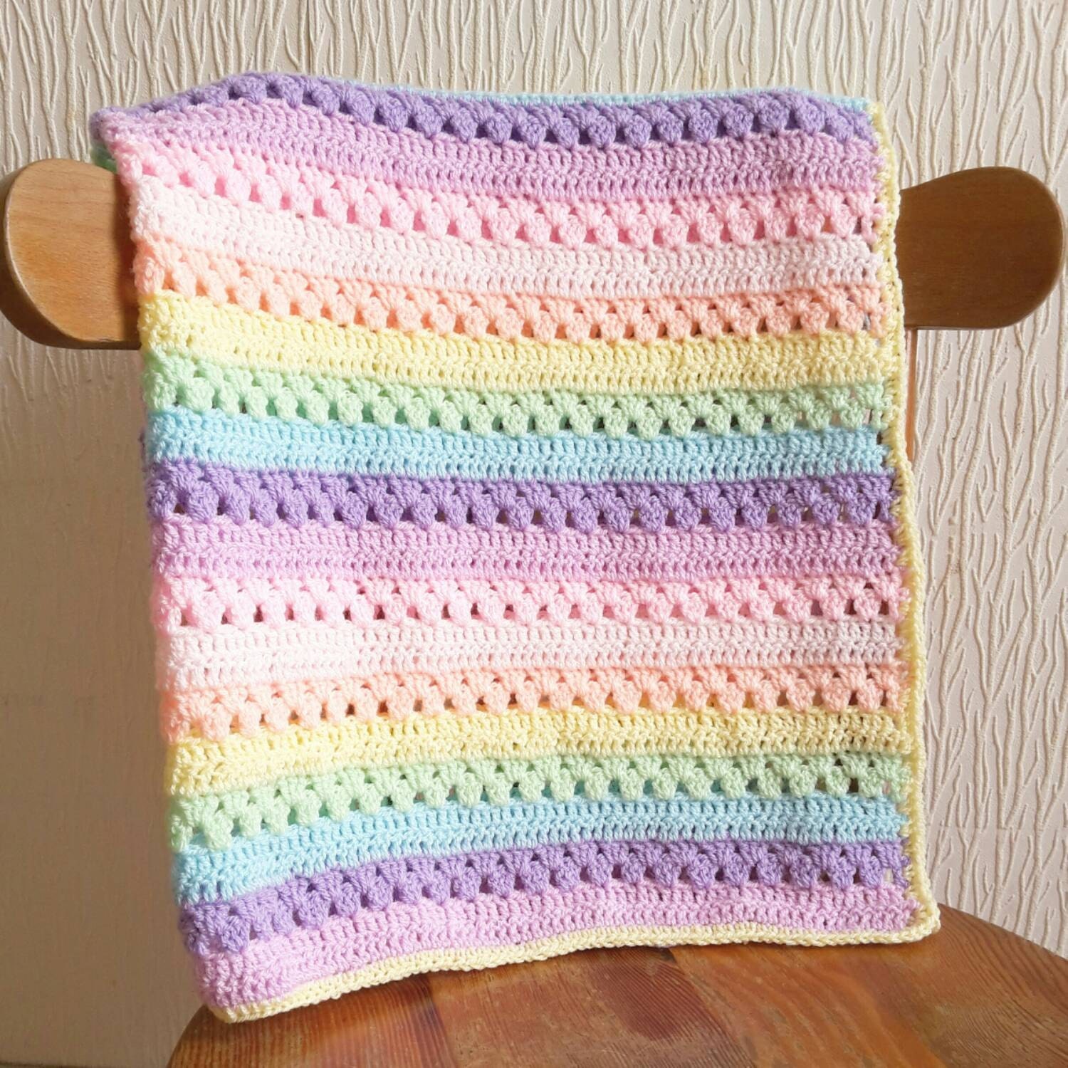 Pastel Rainbow Crochet Blanket