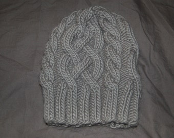 Items similar to Brown chunky cable knit hat on Etsy