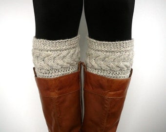 Oatmeal knit boot socks, boot cuffs, boot toppers, leg warmers