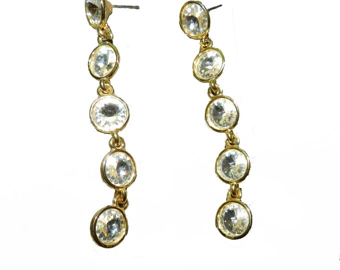 Vintage Shoulder Duster CRYSTAL Earrings, Pierce Post Dangling Earrings Bridal Ball Prom Vintage Jewelry, Gift for Her