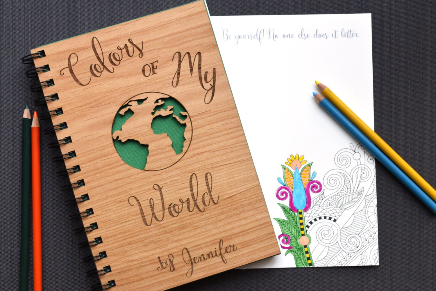 Download Wood Spiral Notebook with Adult Coloring Book Pages by IndigoEmber