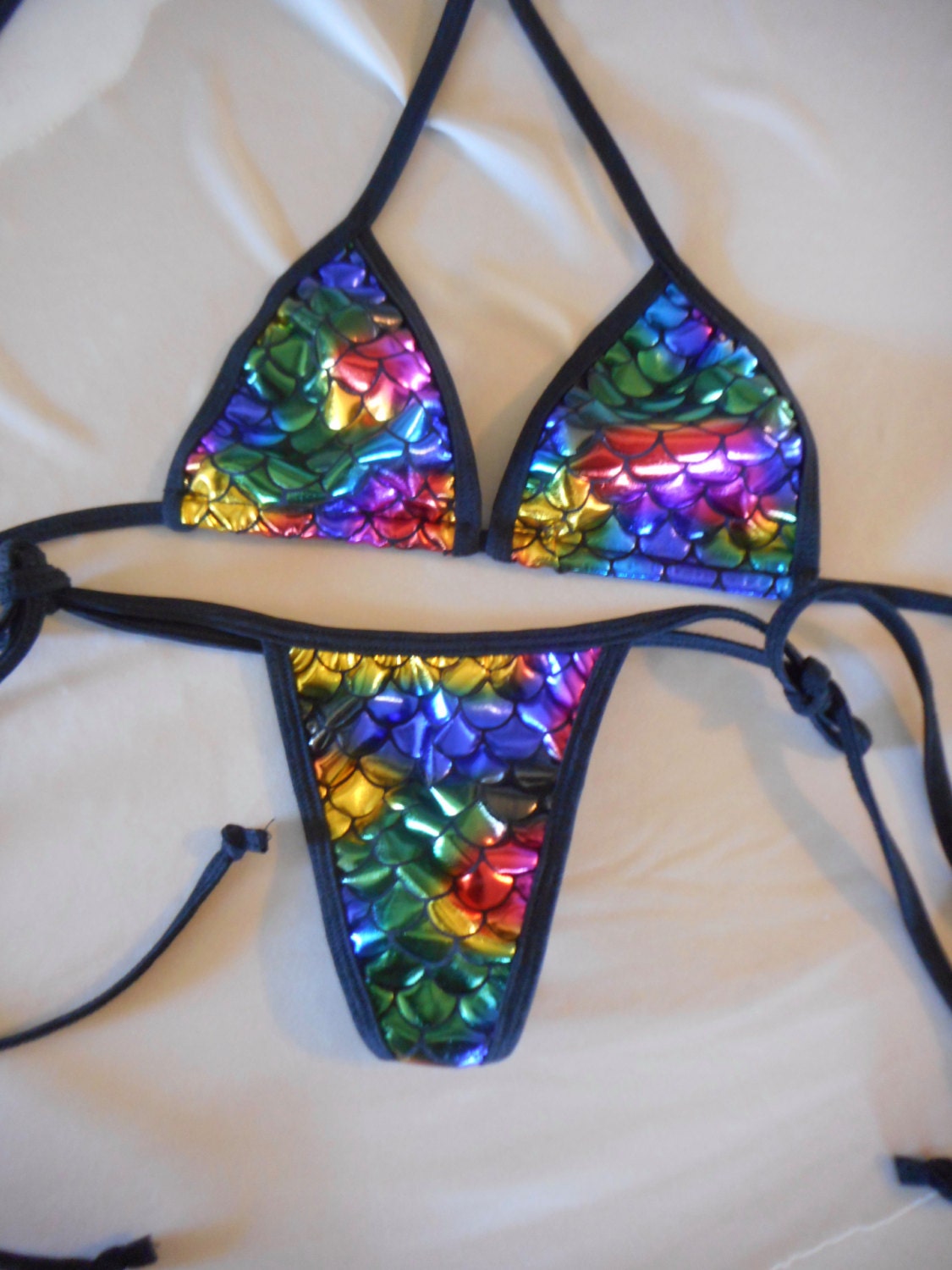 rainbow mermaid scale bikini micro g string bottom mermaid