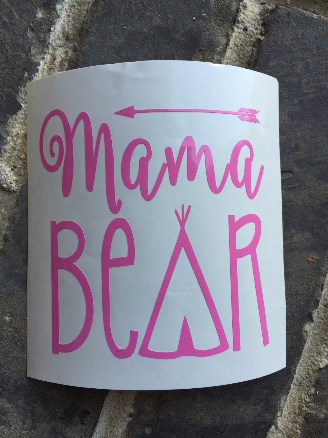 Mama Bear Pink Vinyl Sticker Car Decal by SOUTHERNROOTSCOMP