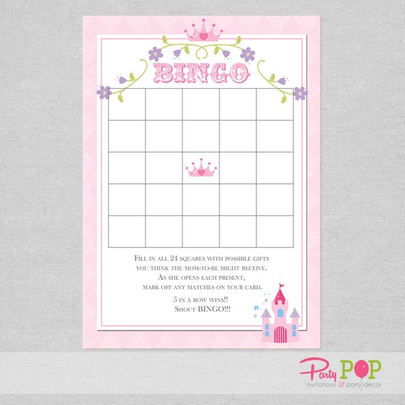 Princess Baby Shower Bingo, Printable Princess Shower Game, Little Princess Baby Shower, INSTANT DOWNLOAD Il_570xn