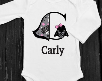 Baby Girl Star Wars Onesie Darth Vader Onesie Personalized Star Wars Monogram Onesie Toddler Girl Star Wars Shirt Girls Darth Vadar Shirt