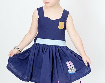 Judy Hopps Inspired - Judy Hops Dress- Officer Judy Hopps - Zootopia Dress - Birthday Party Dress - Costume Dress -