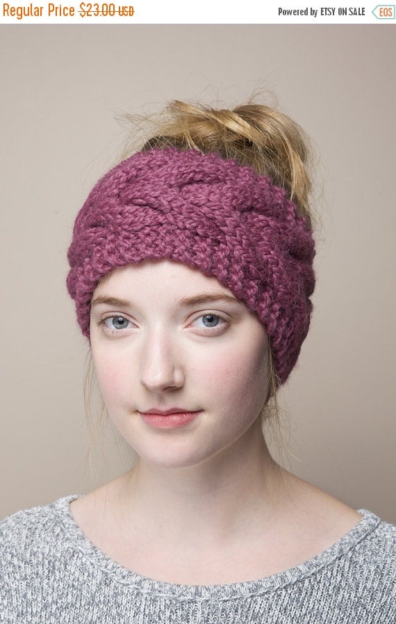 SUMMER SALE Plum Knit headband chunky knit by PikaPikaCreative