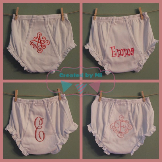 Personalized embroidered ruffle baby girl bloomer by CreatedByMI