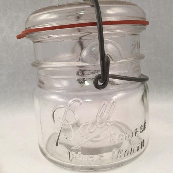 Vintage Ball Mason Jar with Clamp Lid and Rubber Seal Ball