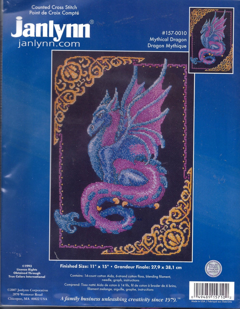 Janlynn Mythical Dragon cross stitch kit Unopened