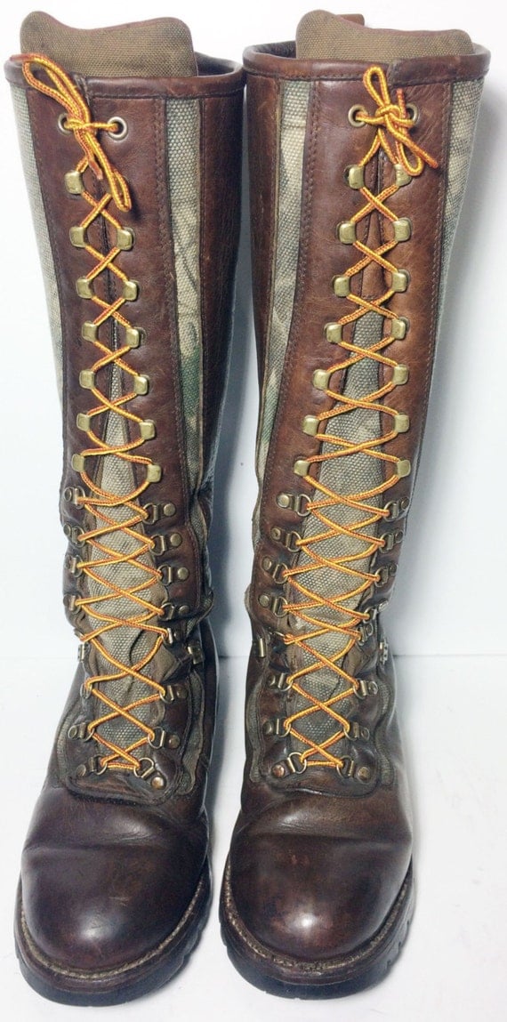CHIPPEWA Snake Boots Leather Viper Cloth Camouflage Lace Up
