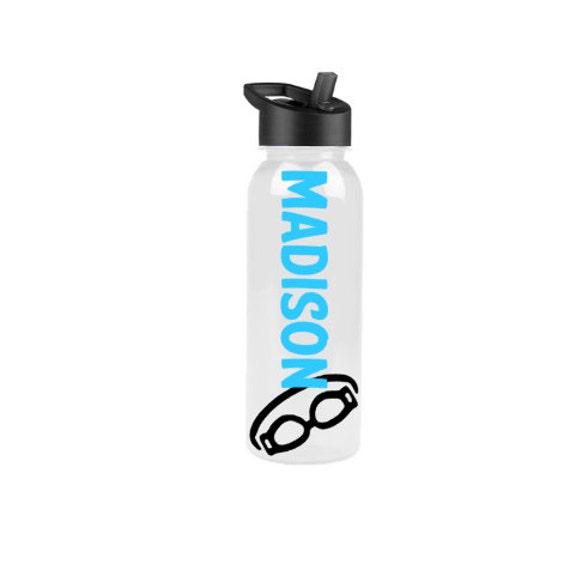 Personalized Swimmer Water Bottles vinyl decal BPA Free.