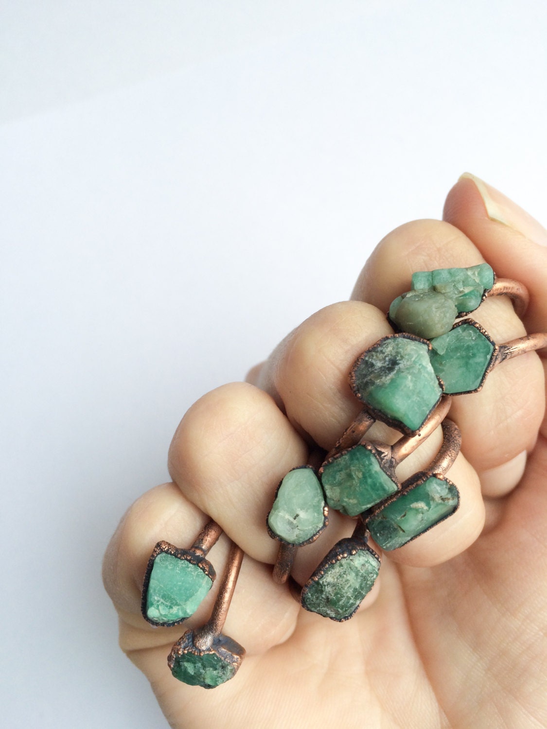 Raw Emerald ring Rough Emerald crystal ring by HAWKHOUSE on Etsy