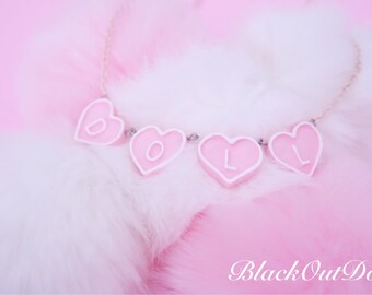 Custom Personalize Doll Kawaii Sweet Heart Harajuku Lolita Fairy Kei Necklace