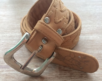 SALE / BELT / Womans tan leather belt / bohemian / gypsy / boho belt / coachella / burning man / festival