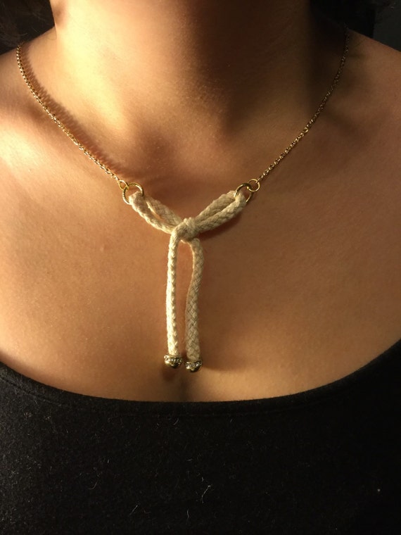 Nautical rope gold necklace by Thebirdinhand on Etsy